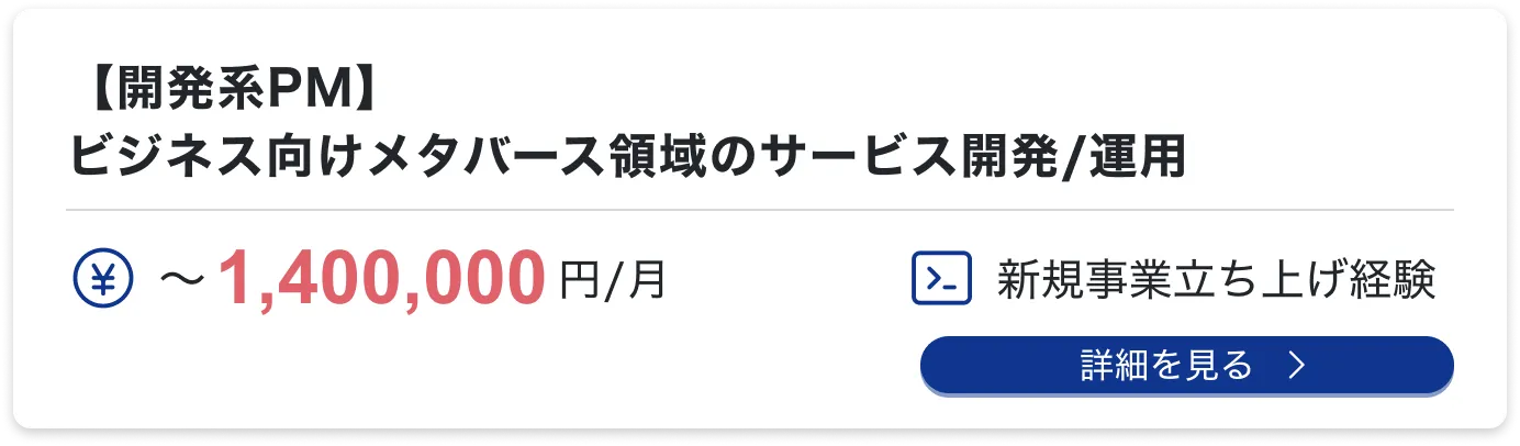 【開発系PM】ビジネス向けメタバース領域のサービス開発/運用